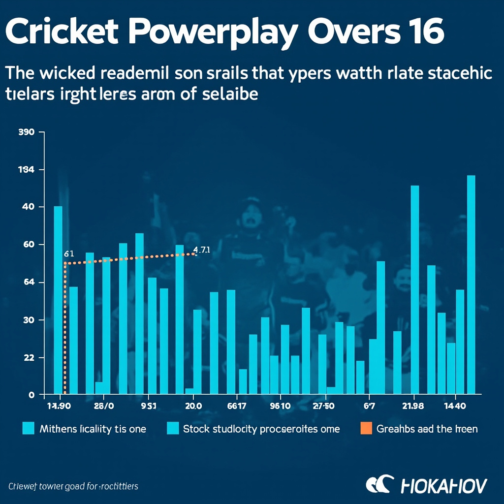 Powerplay overs 1-6 strike rate chart with wicket probability overlay.